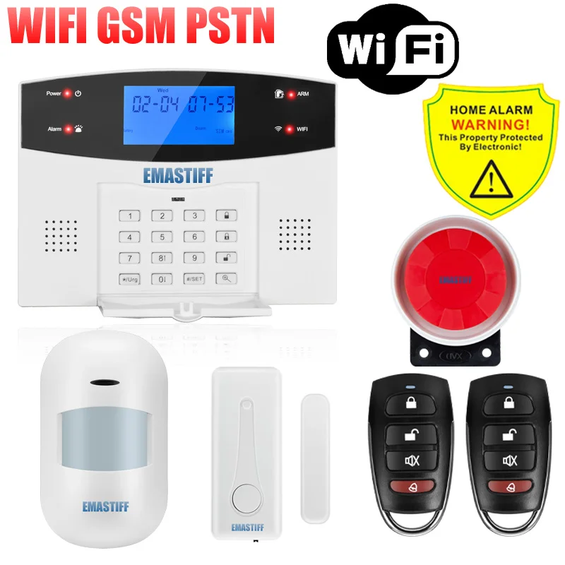 IOS Android APP Wired Wireless Home Security Tuya WIFI PSTN GSM Alarm System Intercom Remote Control Autodial Siren Sensor Kit smart alarm keypad Alarms & Sensors