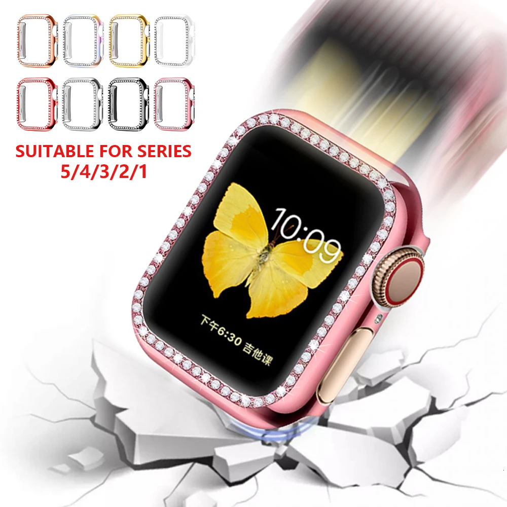 Чехол-бампер с алмазами защитный чехол для Apple Watch Cover Series 5 4 3 2 1 38 мм 42 s Iwatch 40 44