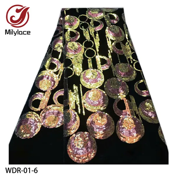 color 6 Milylace новейшая нигерийская Бархатная Ткань 5 ярдов блестящая мягкая бархатная ткань высокого качества для вечерних платьев WDR-01 - Цвет: color 6