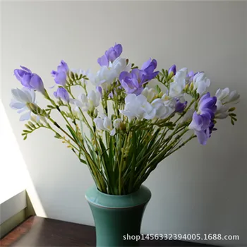

High Imitation Flowers Silk Flower Artificial Flower Wedding Flower Arrangement 2 Fork Freesia Freesia xiao chang lan