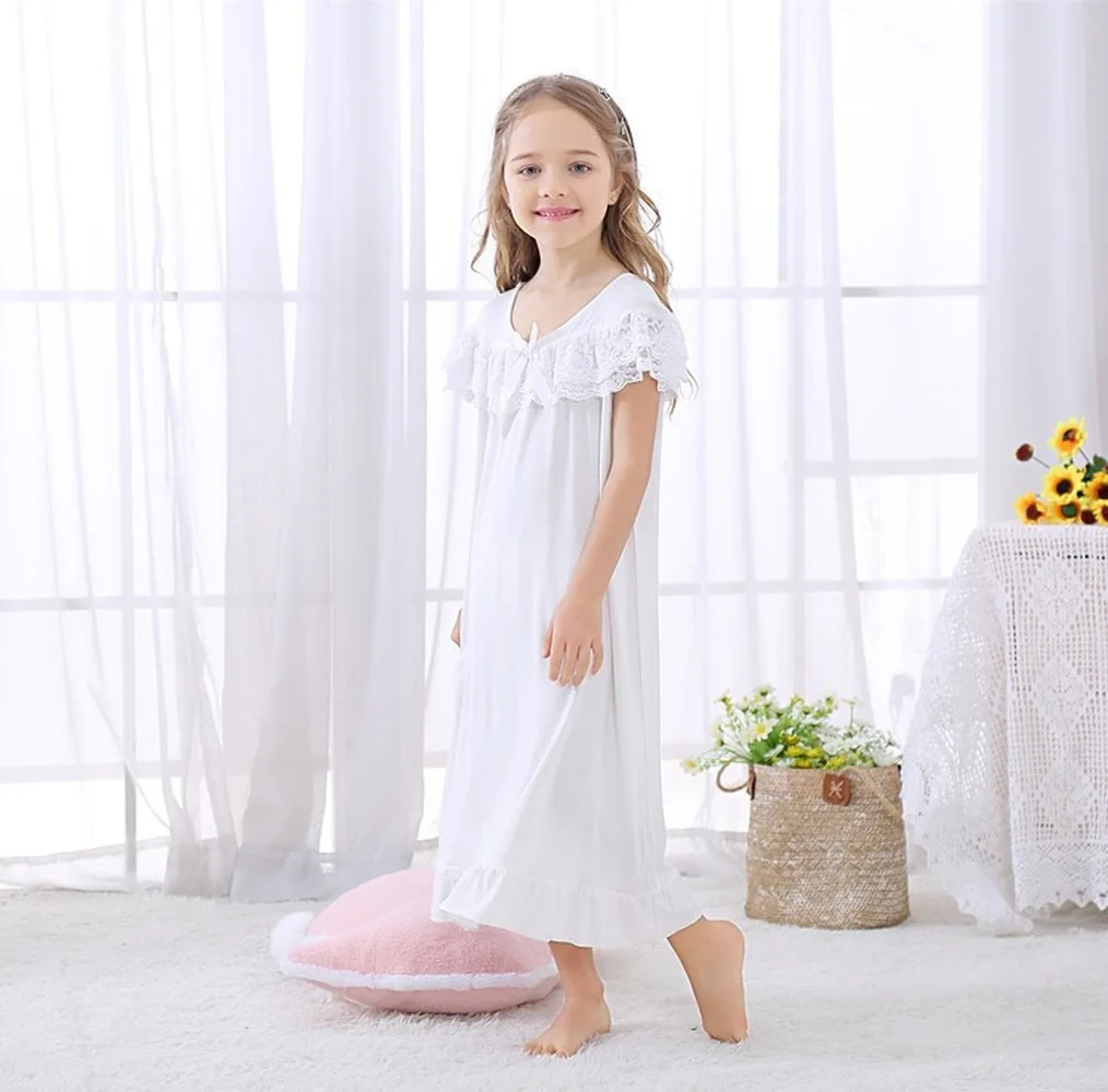 Kids Night Dresses for Girls Summer Long Princess Pajamas