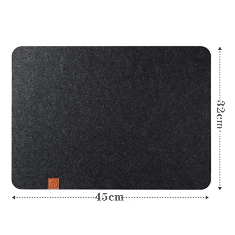  Felt Placemat 6 Piece Set Black-Table Mat Can Be Wiped 45X32 Cm-Washable Placemat-Dinner Felt Pad