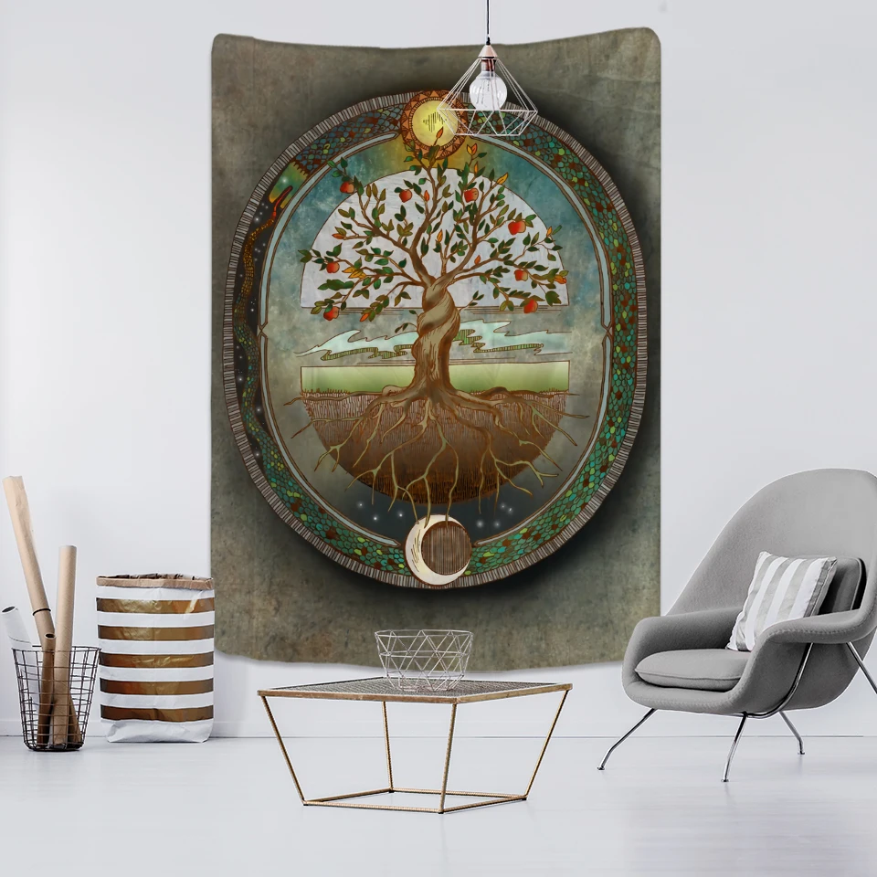 Tapestry Decor Tree of life Mushroom Forest Fairy Tale Castle