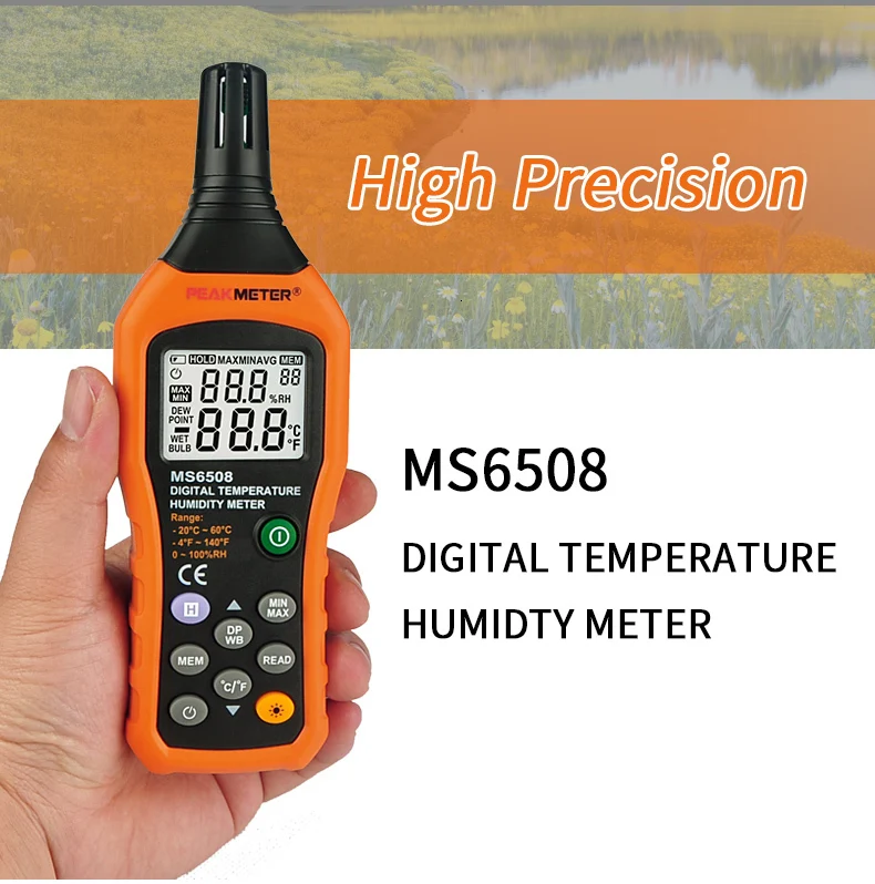 PEAKMETER PM6508 цифровой термометр для измерения температуры и влажности, гигрометр, метеостанция