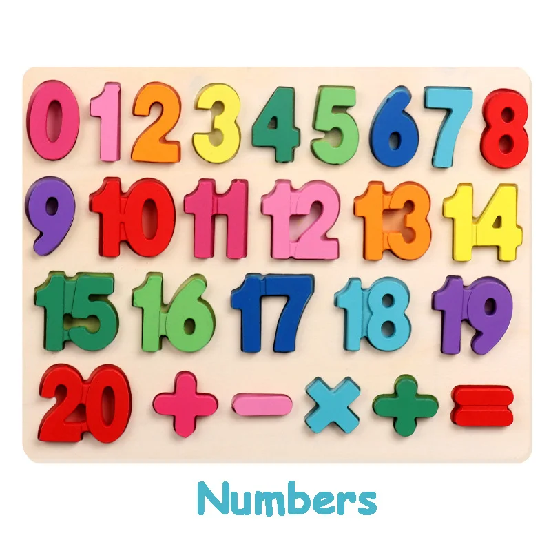 Digital Letters Pairing Board Toys For Children Baby Early Educational Puzzle Toys Wood Digital Color Matching Shape Sorter - Цвет: Numbers