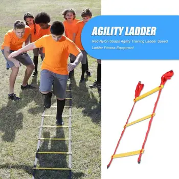 

Hot Sale Agility Training Ladder Portable 6 8 10 12 13 Yellow Rung Red Nylon Strap Agility Ladder Soccer Fitness Equipment