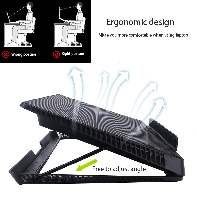Nuoxi 6 светодиодный Вентилятор Охлаждающая подставка алюминиевая подставка для ноутбука охлаждающая подставка для 14 дюймов 15,6 дюймов USB охлаждающая подставка для ноутбука держатель Adjusta