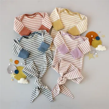 

Infant Sleeping Bag+Hat Striped Printing Long Sleeve Swaddle Cotton Cute Wrap Blankets Newborn Sleeping Bags For 0-1Y