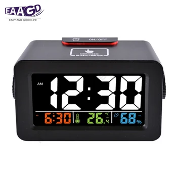 

EAAGD Alarm Clock Multifunction Easiest Set Digital Clocks Thermometer Hygrometer Night Light with USB Port for Phone Charge