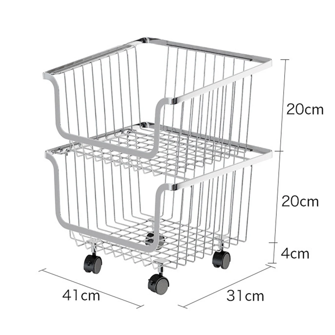 1/2/3/4 Tiers 304 Stainless Steel Kitchen Cart Shelf Household Laundry Storage Basket Rack Fruit Vegetables Holder With Wheels