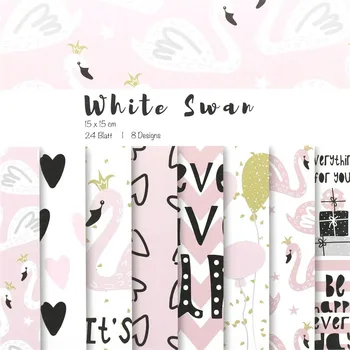 

KSCRAFT 24 Sheets White Swan Scrapbooking Pads Paper Origami Art Background Paper Card Making DIY Scrapbook Paper Craft