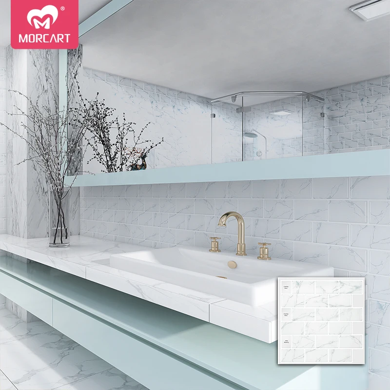 MORCART vinyl kitchen tile wall stickers self-adhesive adhesive tiles 3d wallpaper home decor Wall for Kitchen Bathroom | Дом и сад