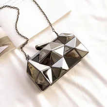 Модные шестигранные женские сумки, Роскошные Металлические клатчи высокого качества, геометрические мини вечерние сумки-тоут, серебряная вечерняя сумка, Золотая сумочка