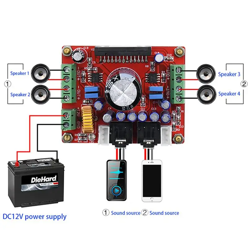 Усилитель мощности Aokin TDA7850, аудиоплата, 4-канальная плата, 50 Вт ...