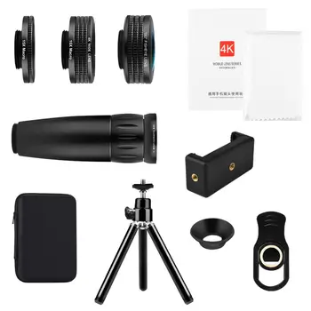 

Camping 4 In 1 Telephoto Lens Set With Tripod Macro Fisheye Wide Angle Universal HD Professional Smartphone Telescope Traveling