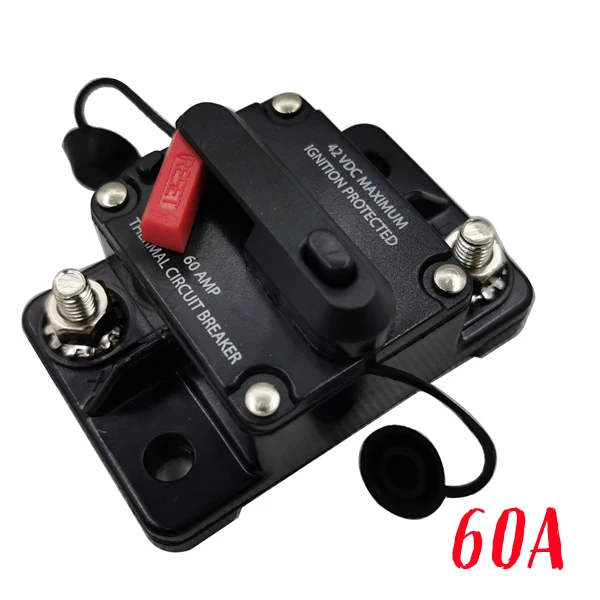 50A 60A 80A 100A 150A 200A 250A дополнительный автомобильный аудио встроенный автоматический выключатель предохранитель самовосстанавливающийся сброс предохранитель инвертора - Цвет: Темно-серый