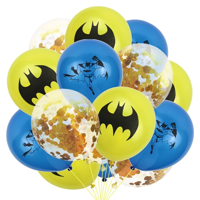Olevovo 12 дюймов латексные воздушные шары вечерние украшения для дома Товары для мальчиков супер герой Бэтмен тема блестки конфетти латексные воздушные шары набор
