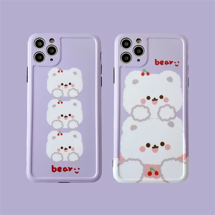 INS Вишневый медведь для Apple 7p 8p xrXs Max11Pro Max фиолетовые Чехлы силиконовые