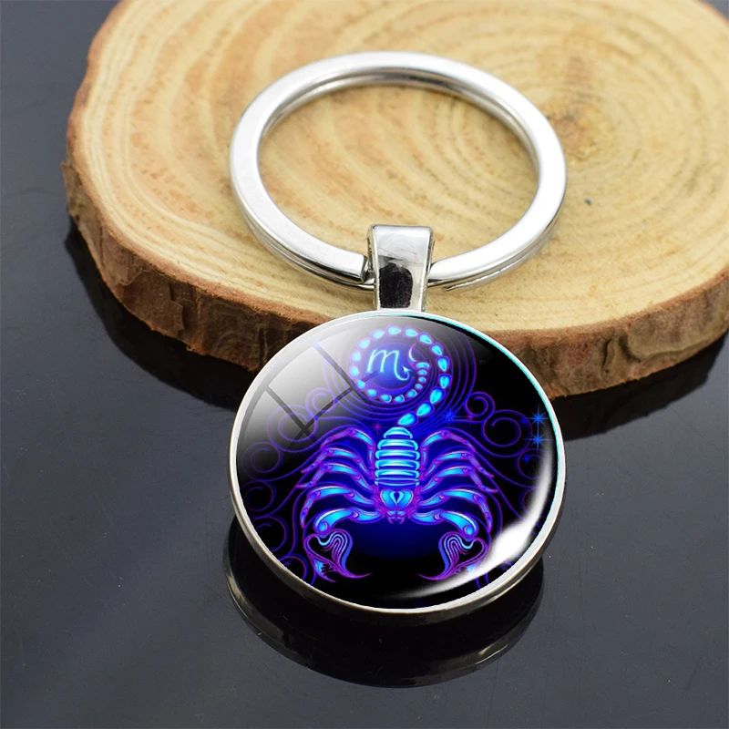 12 Zodiac Sign Keychain Sphere Ball Crystal Key Rings Scorpio Leo Aries Constellation Birthday Gift for Women and Mens - Image 3