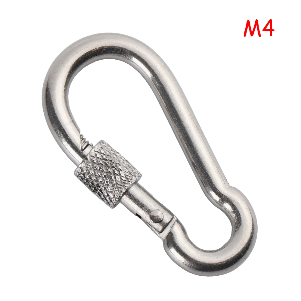 M4-M12 Spring Hook Silver Carabiner Hanging Mountaineering Outdoor Safety 