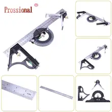 Новинка, комбинированный квадратный набор 3в1, 300 мм, угловая линейка, 180 градусов, угломер, спиральный уровень, угловая линейка, измерительные инструменты