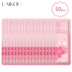 50pcs LAIKOU Sakura Moisturizing Sleeping Face Mask Reduce Wrinkle Night Facial Mask Packs Moisturize Mask for Facecare