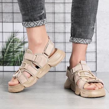 

2020 summer new men's shoes summer new trend thick bottom sports air cushion sandals breathable men Korean casual beach shoes me