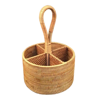 

Desktop Storage Basket Toy Cosmetic Books Sundries Storage Box Snacks Phone Remote Control Holder Rattan Woven Basket