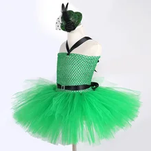 Зеленый пасхальный костюм детский карнавальный вечернее платье для девочек до колен пасхальное платье Платья для девочек с шляпо
