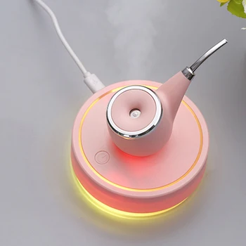 

USB Mini Cool Mist Ultrasonic Air Purifier Car Portable Ultrasonic Mist Humidifier Air Purifier LED Light Pink