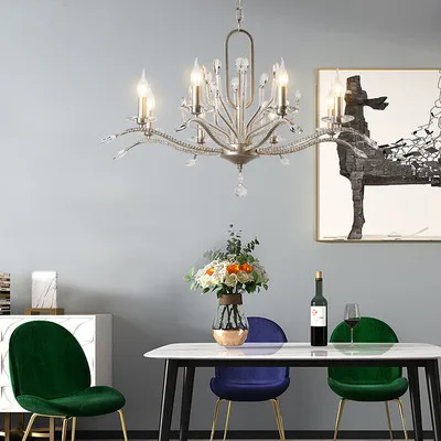 Современная Серебряная хрустальная люстра для освещения AC110V 220v lustre de cristal гостиная спальня лампа