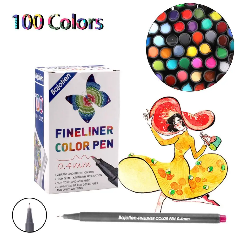 

Fineliner Pens, 12-100Colors Fine Point Color Pens Set 0.4mm Fine Tip Colored Pens Drawing Pen for Gournaling, Writing Note