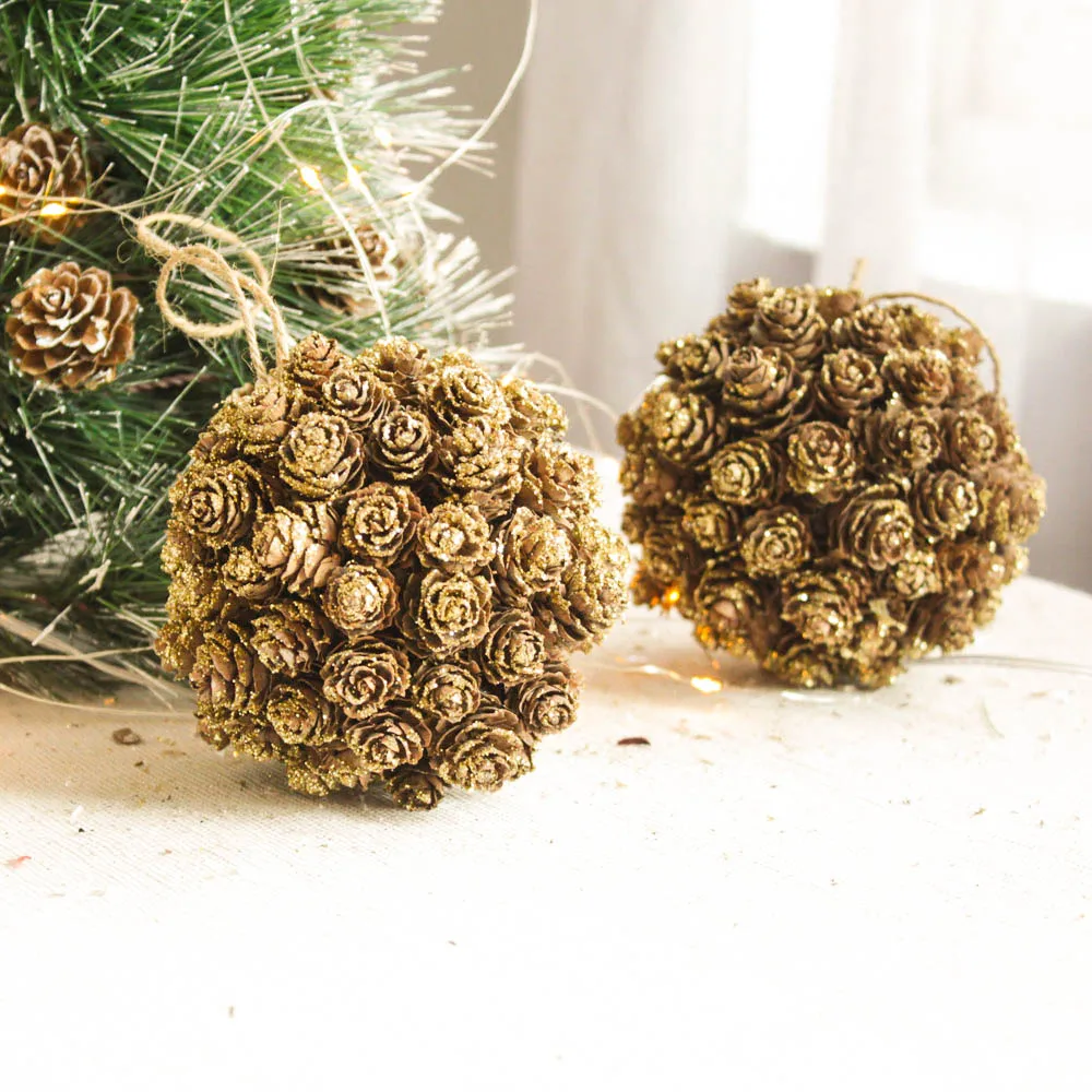 Роскошные украшения для рождественской елки, золотые сосновые шишки, шар, подвеска с рождеством, украшение для дома, вечерние, свадебные украшения