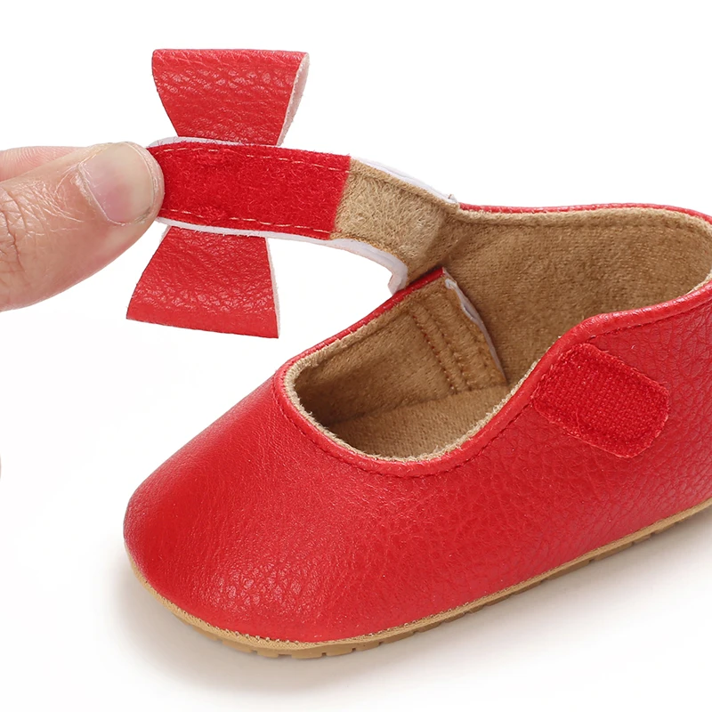 Infant Newborn Baby Girls Princess Non-Slip Floral Border Shoes Toddler Baby Soft PU Leather Prewalker Shoes Solid First Walkers