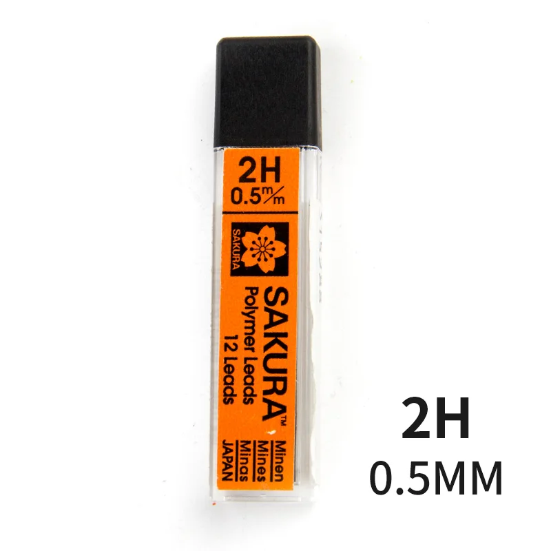 2H-0.5mm-1pcs SAKURA грифель для механического карандаша автоматические карандаши графитные грифели заменить свинцово 2B/2 х/б/HB 0,3/0,5/0,7/0,9 мм студенческие канцелярские принадлежности - Цвет: 2H-0.5mm-1pcs