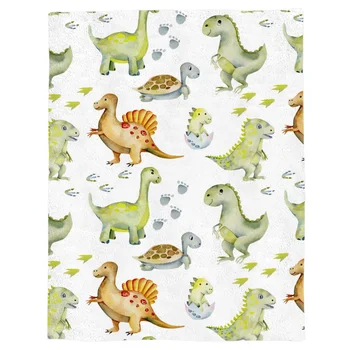 

Dinosaur Cartoon Color Throw Blanket Portable Flannel Blanket Hotel/Sofa/Office/Plane Travel Blankets for Beds