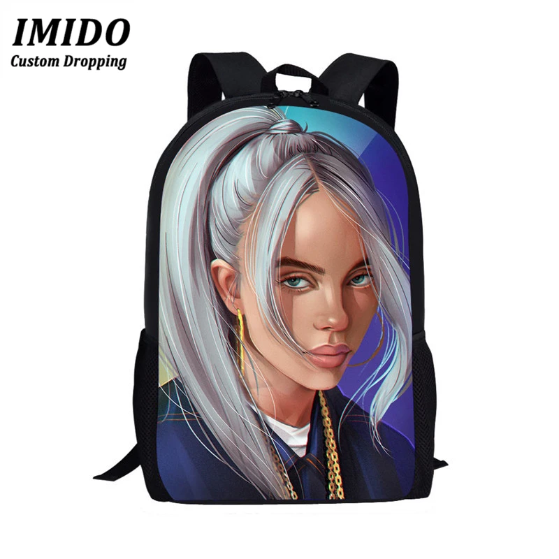 Имидо Billie Eilish 3 шт./компл. Рюкзак Back To School детская книга мешок для маленькой девочки распылитель ранцевого типа для подростков Mochila Escolar - Цвет: 7008C