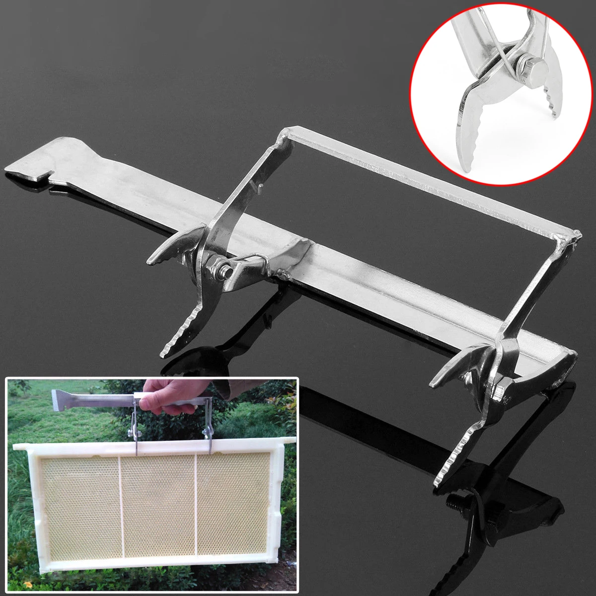 JX-LCLYL 1pc New Stainless Steel Bee Hive Frame Holder Lifter Capture Grip Tool Equipment
