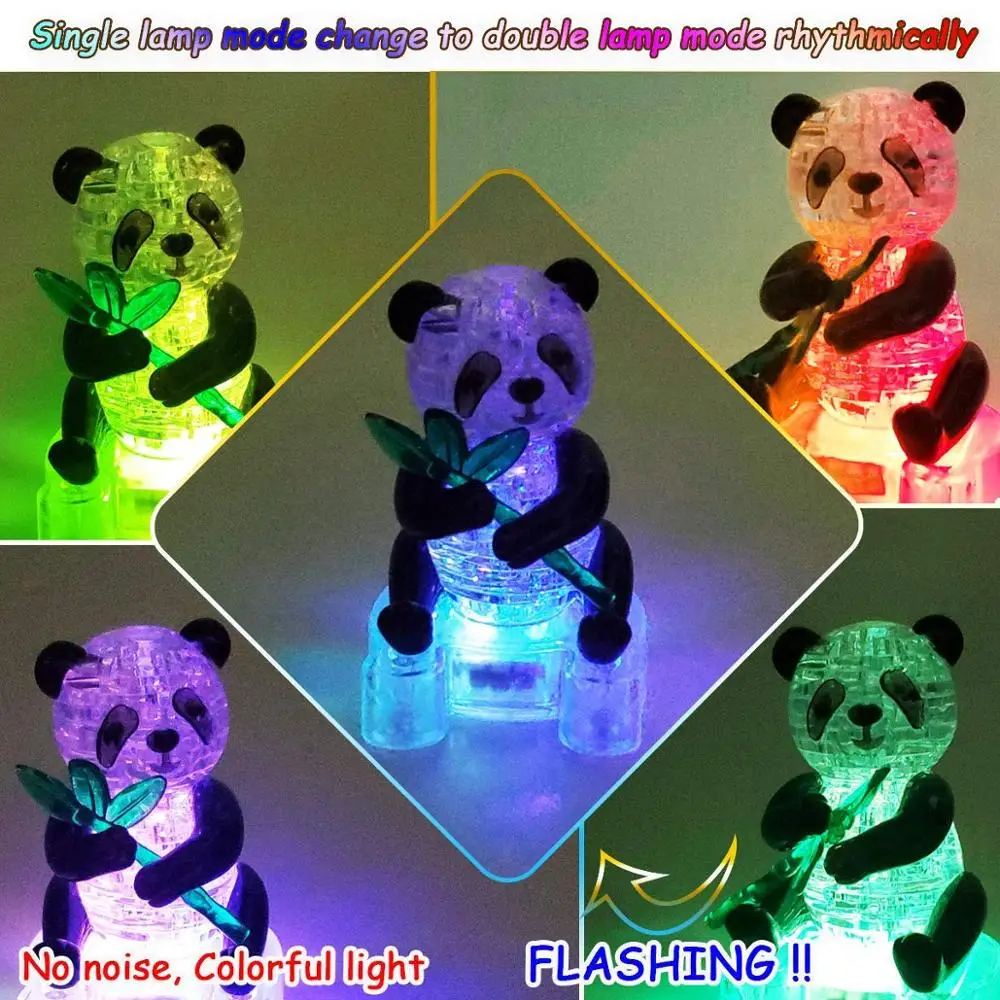 3D модель с кристаллами панды Пазлы DIY головоломки в сборе мигающие хрустальные модели Пазлы интеллектуальные игрушки подарок на день рождения для детей