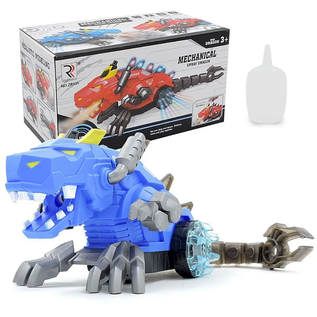 Электрический спрей динозавр Электрический робот ПЭТ с музыкальным светом Детская игрушка подарок динозавр трансформированный электрический игрушечный автомобиль общий