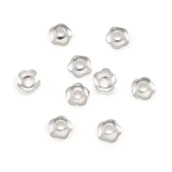 

Silver Color Tone Flower Brass Spacer Bead Caps, Jewelry Making Findings 4mm hole; 1.2mm