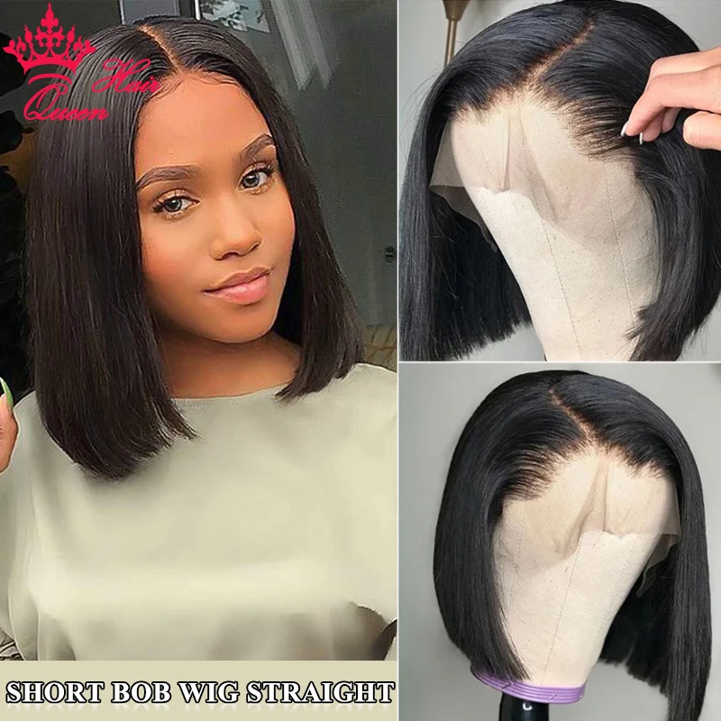 Peruvian Wig Hair-Products Human-Hair-Wigs Lace-Frontal Short Bob Queen Straight Pre-Plucked