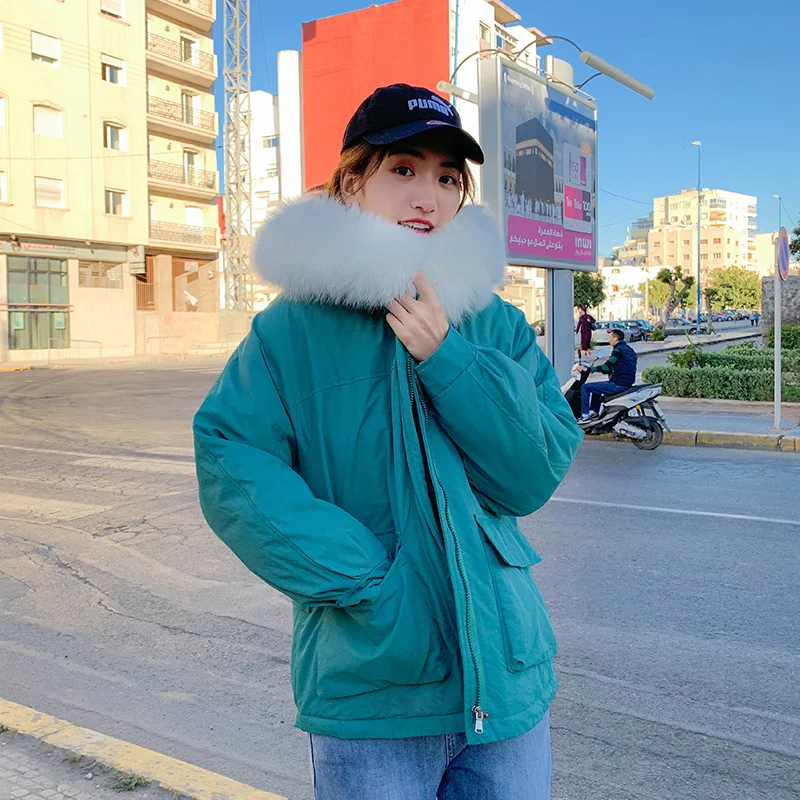 #*Cheap Women Winter Warm 2019 Fashion Jacket Parka Coats Thicken Hooded fur collar Female Loose Jackets Parkas Plus Size Outerwear
