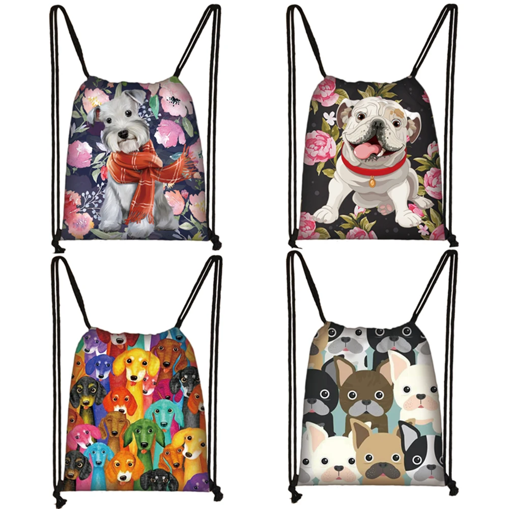 

Cute Dog Yorkshire Terrier / French Bulldog / Dachshund Drawstring Bag Women Fashion Bag Teenager Girls Travel Backpack Bookbag