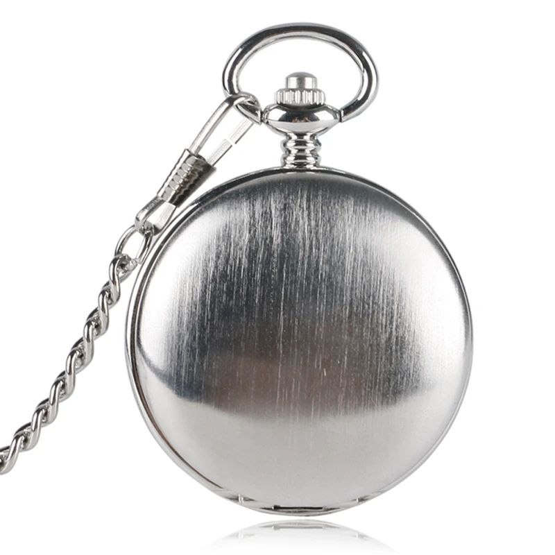 

Classic Silver Pocket Watch Smooth Hand-winding Mechanical Double Hunter Pendant Watches Neckalce Chain Accessory relogio Montre