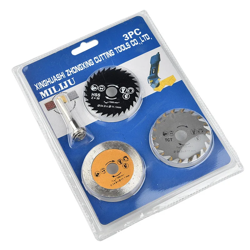 

3PC Electric High-Speed Steel Small Saw Set Cutting Disc Handle Clamp 6MM Handle Cross Border