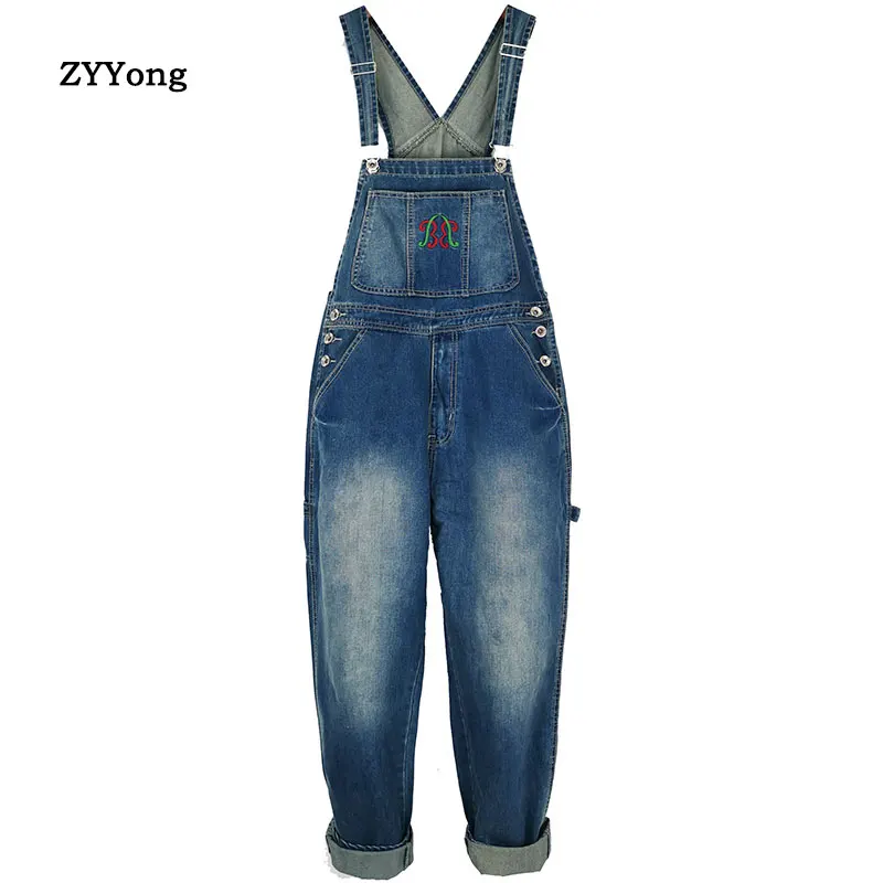 

Bib Overalls For Man Suspender Pants Men's Jeans Jumpsuits High Street Loose 2020 Sping Fashion Denim Male Plus Size S-5XL