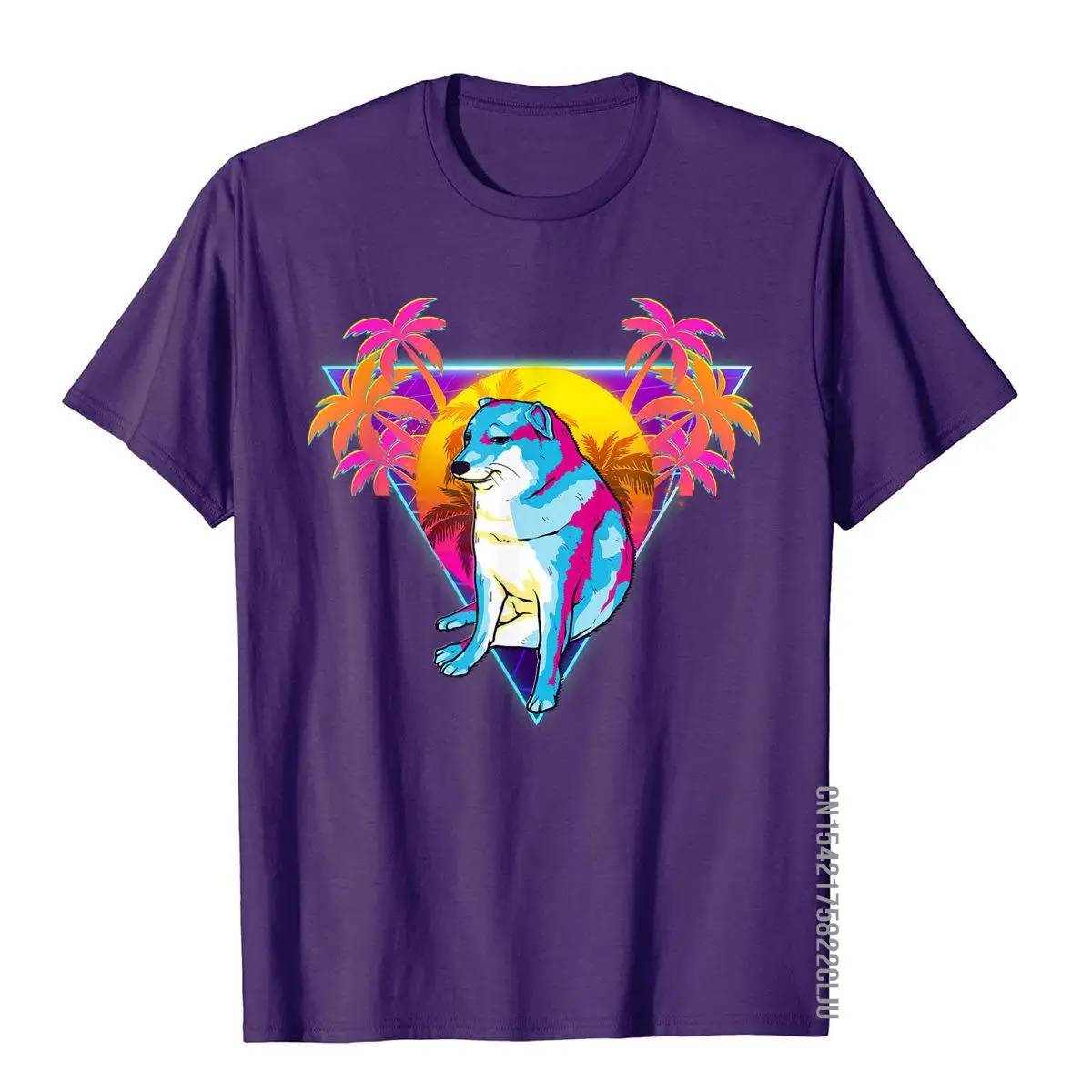Cheems Dog Funny Shiba Inu Dank Meme 80s Retro Vaporwave T-Shirt__97A1172purple