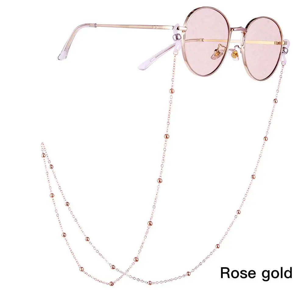 Glasses Chain Women Men Eyewear Accessories Stainless Steel 70CM Eyeglass Chains Sunglasses Reading Beaded Glasses Chain - Цвет: Rose Gold