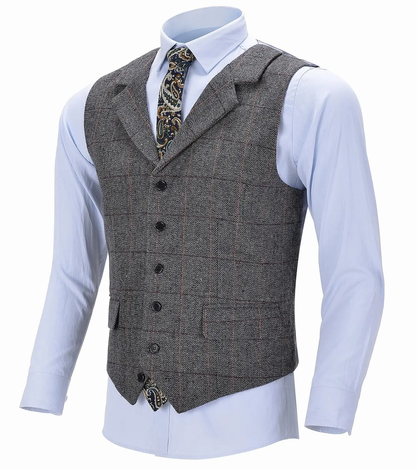 Gilet Verde Militare Da Uomo Plaid Soft Wool Grey Jacket Casual Gentleman Tweed Business Coffe Gilet Per Groosmen Best Man Wedding